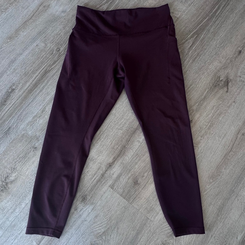 Lululemon Leggings Women 12 Burgundy High Rise Side Pockets 25 Inseam LW5EPSS - Picture 8 of 8